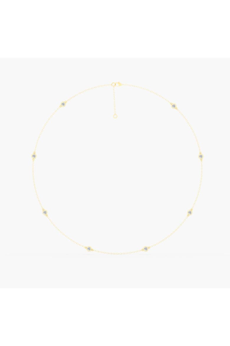 Round Bezel Station Lab Diamond Necklace in 14K, Main, color, Yellow Gold