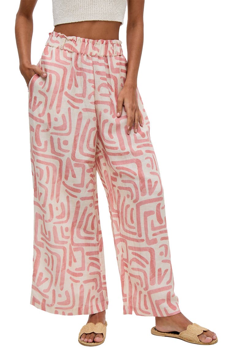 Pop Front Tie Warhol Print Pants, Main, color, Pink