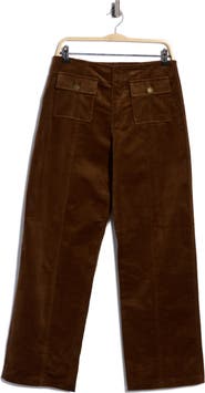 7 For All Mankind High Waist Patch Pocket Wide Leg Corduroy Pants