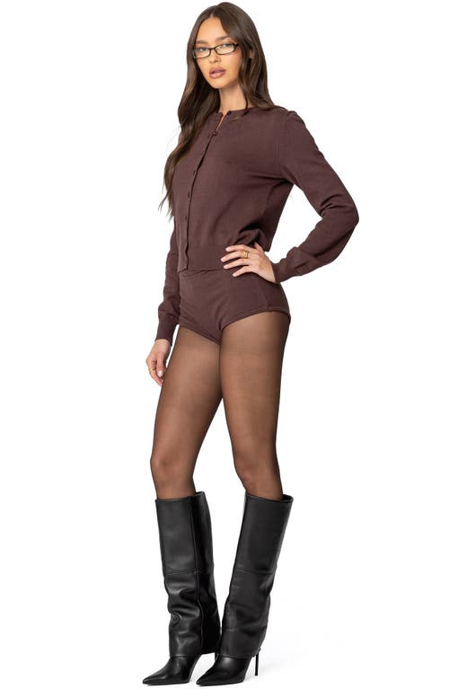 Edikted Ashlin Crewneck Cardigan In Brown