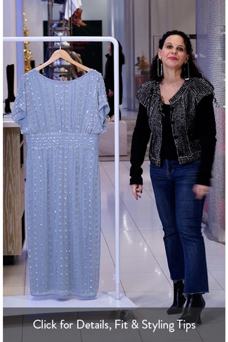Beaded Cap Sleeve Column Midi Dress video