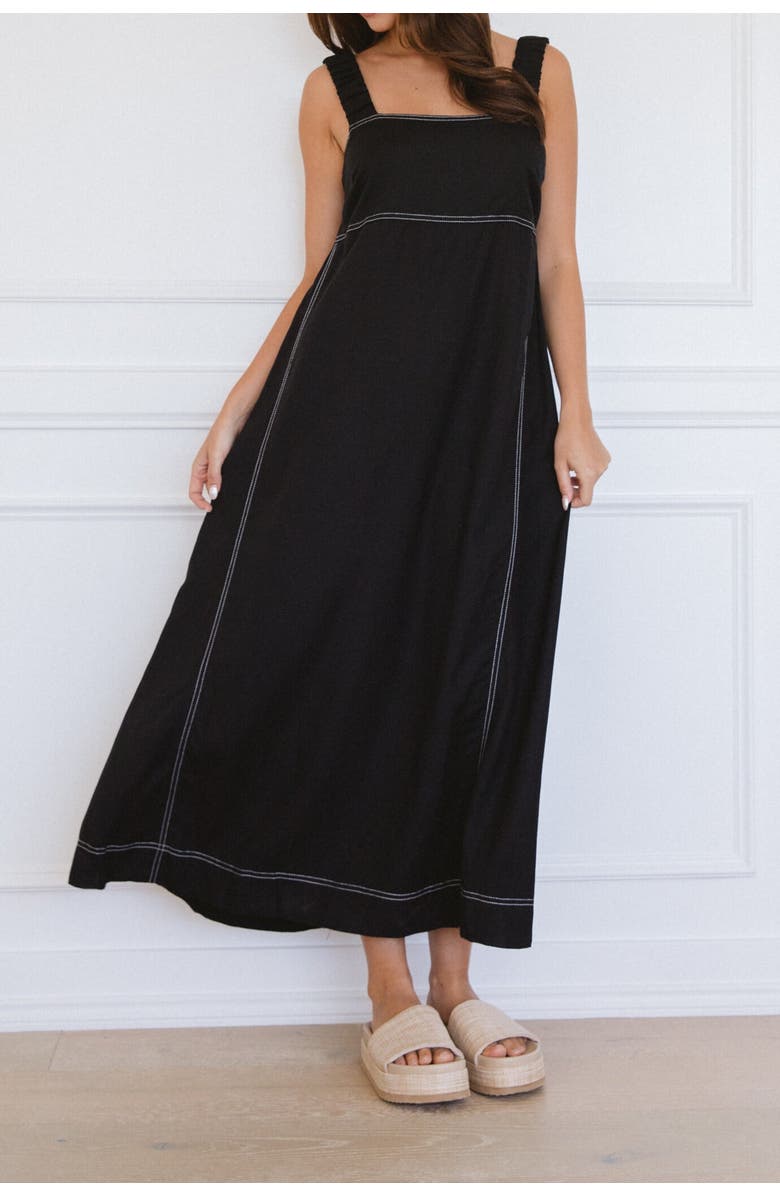 Studibaker Hawk Stitched Up Maxi Dress, Alternate, color, Black