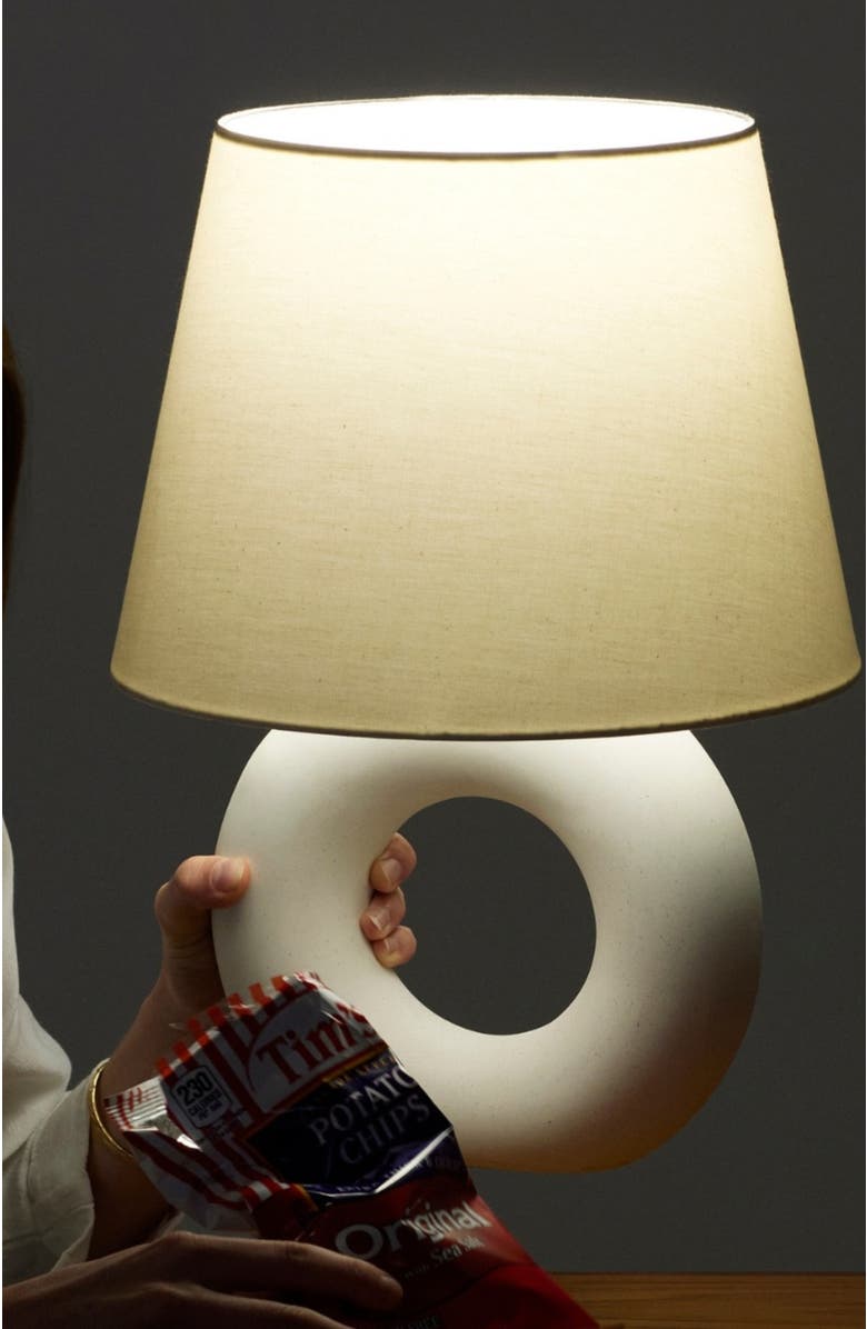 Brightech Chloe 15.5" LED Table Lamp with Off-White Ceramic Base and Cotton Shade, Alternate, color, Beige/Cream