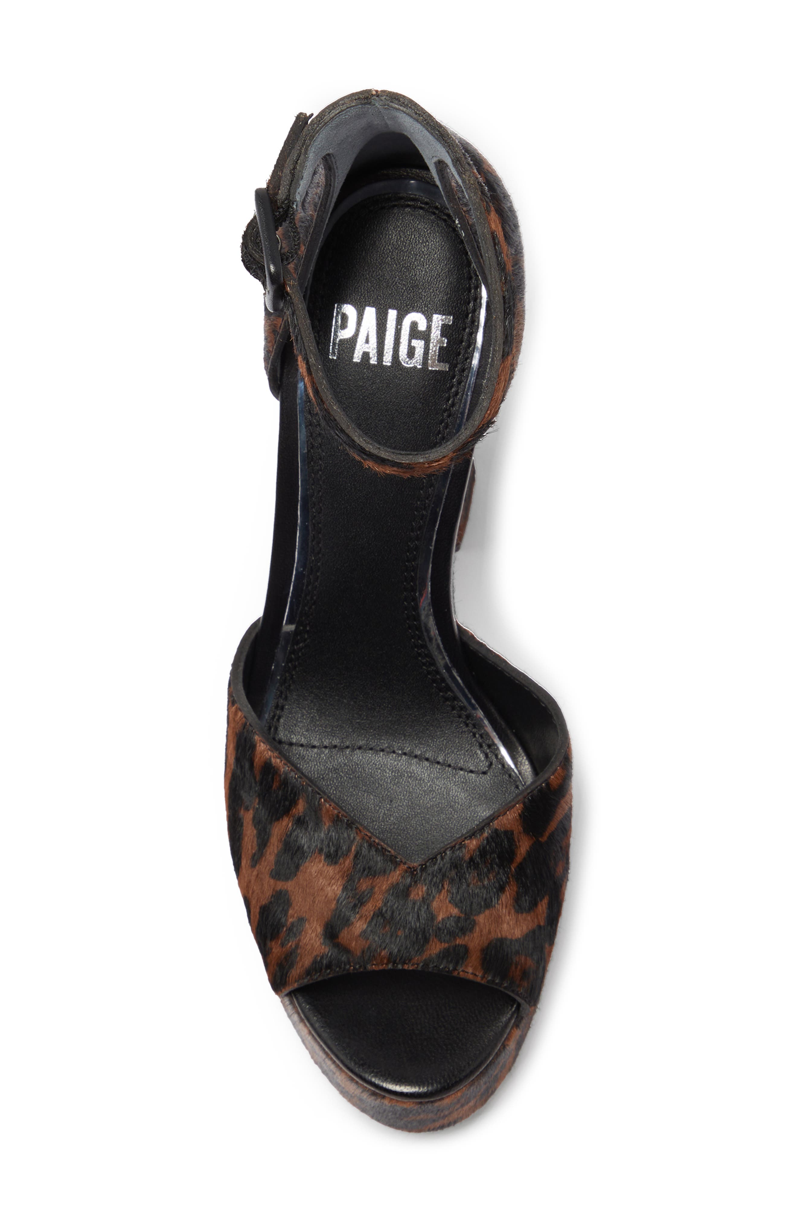 PAIGE Camryn Genuine Calf Hair Platform Ankle Strap Sandal, Alternate, color, Leopard