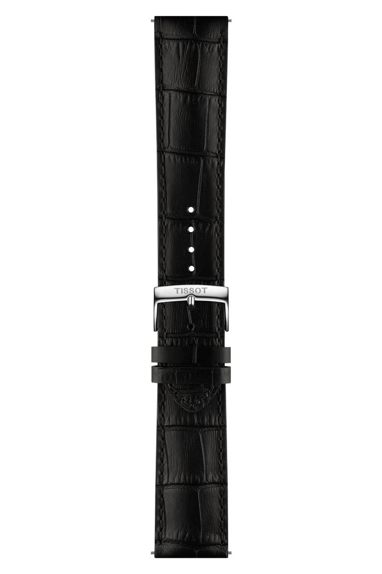 Chrono L Croc-Embossed Leather Strap Watch, 42mm, Alternate, color, BLACK
