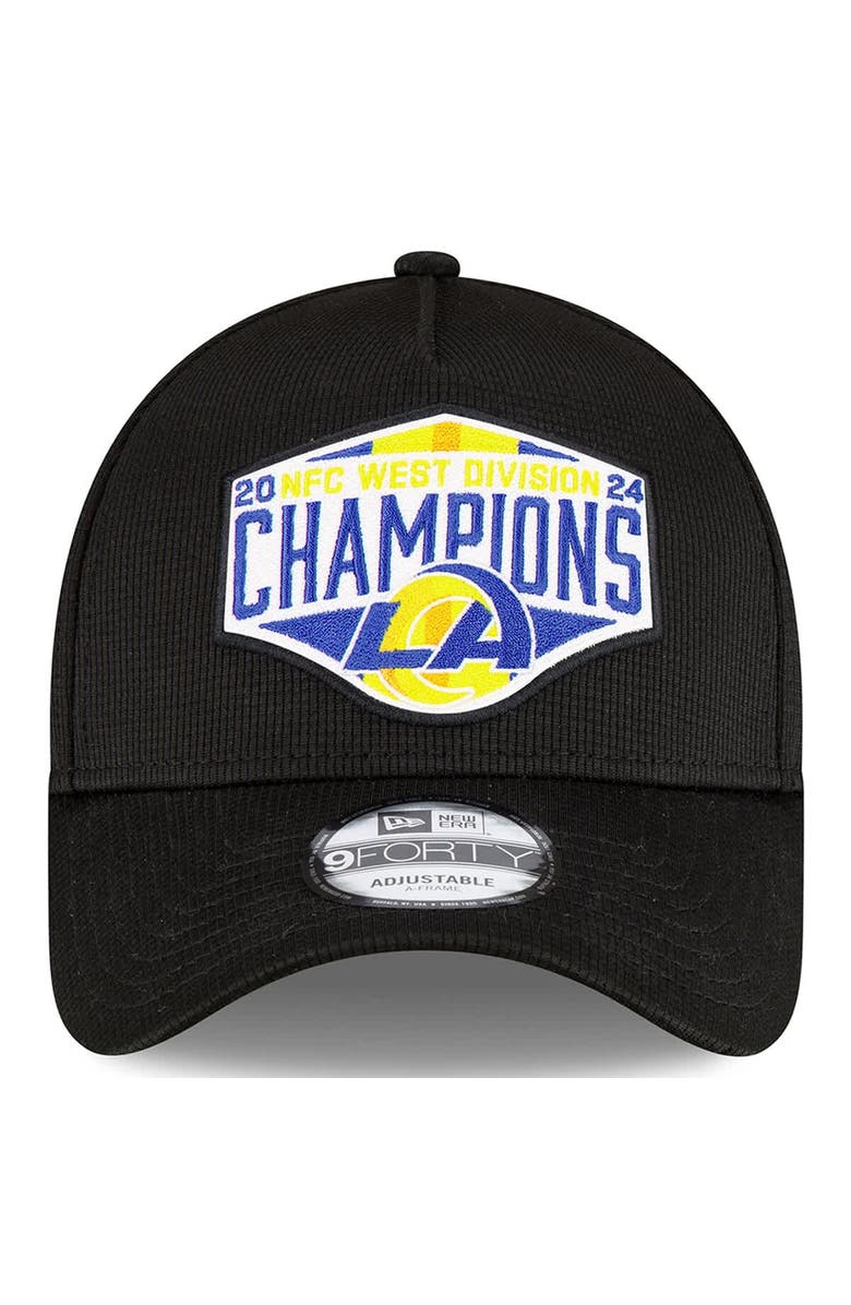 New Era Men's New Era Black Los Angeles Rams 2024 NFC West Division Champions Locker Room 9FORTY A-Frame Adjustable Hat, Alternate, color,