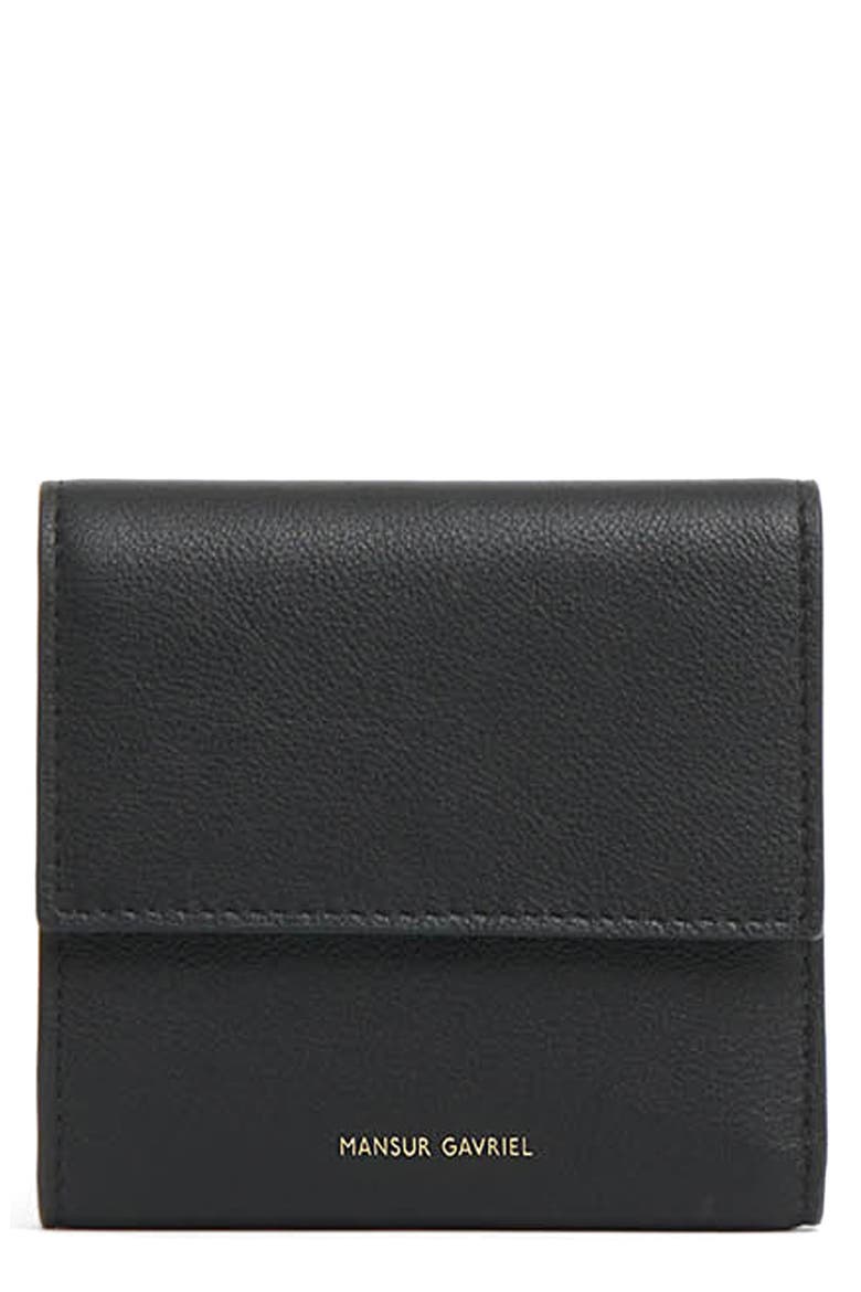 Leather Trifold Wallet, Main, color, BLACK