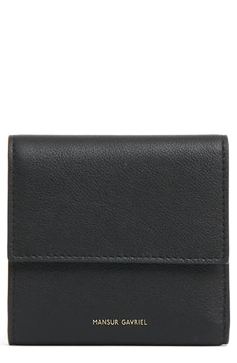 Mansur Gavriel Leather Trifold Wallet, Main, color, Black