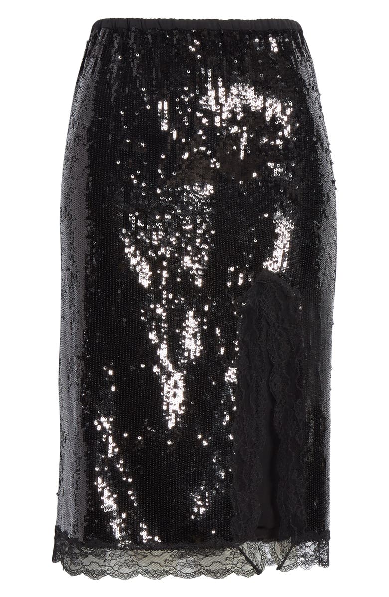 Michael Kors Collection Michael Kors Lace Trim Sequin Skirt, Alternate, color, 