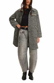 Free People We the Free Get Around Houndstooth Long Shirt Jacket