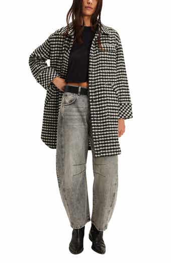 Free People We the Free Get Around Houndstooth Long Shirt Jacket