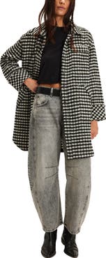 Free People We the Free Get Around Houndstooth Long Shirt Jacket