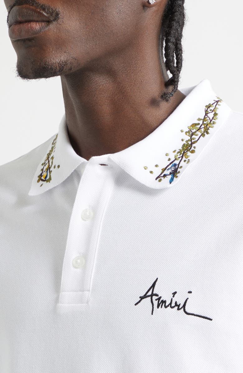 AMIRI Embroidered Collar Polo, Alternate, color, White Archived