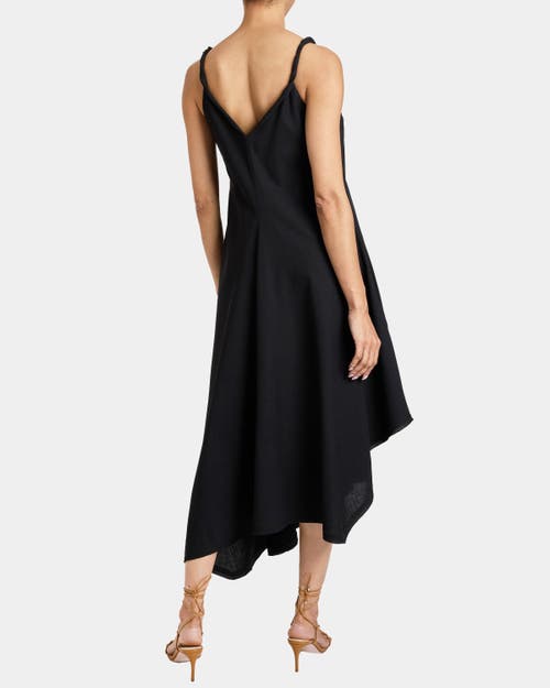 Santorelli Kourt Asymmetric Sleeveless Linen Blend Midi Billow Dress