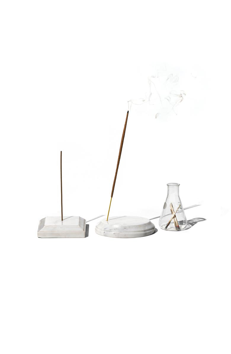 PUEBCO Marble Incense Holder, Alternate, color, White Square
