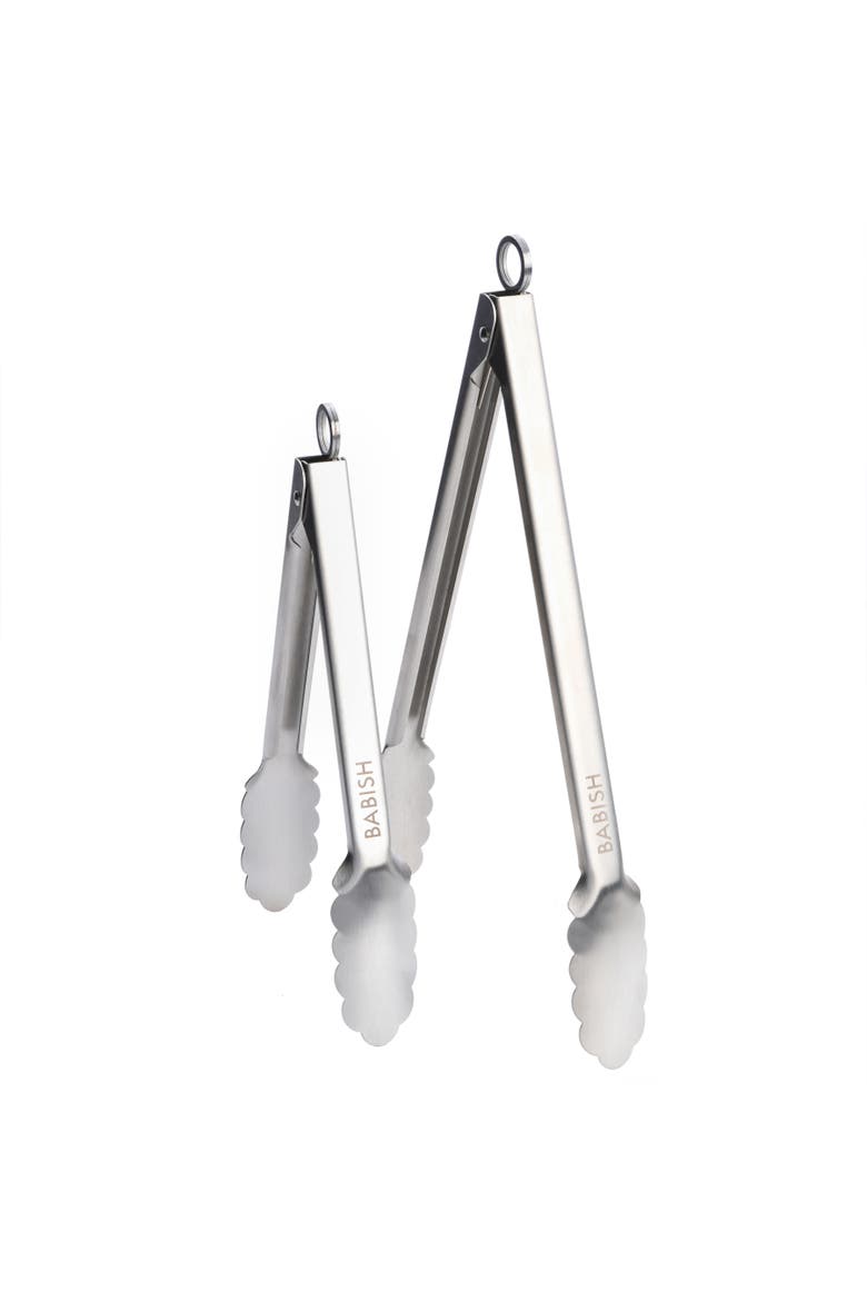 12 Inch & 9 Inch Locking Kitchen Tong Set, Stainless Steel, Alternate, color, Stainless Steel