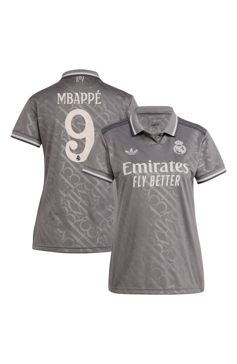 adidas Originals Women's adidas Originals Kylian Mbappé Charcoal Real Madrid 2024/25 Third Replica Player Jersey, Main, color, 