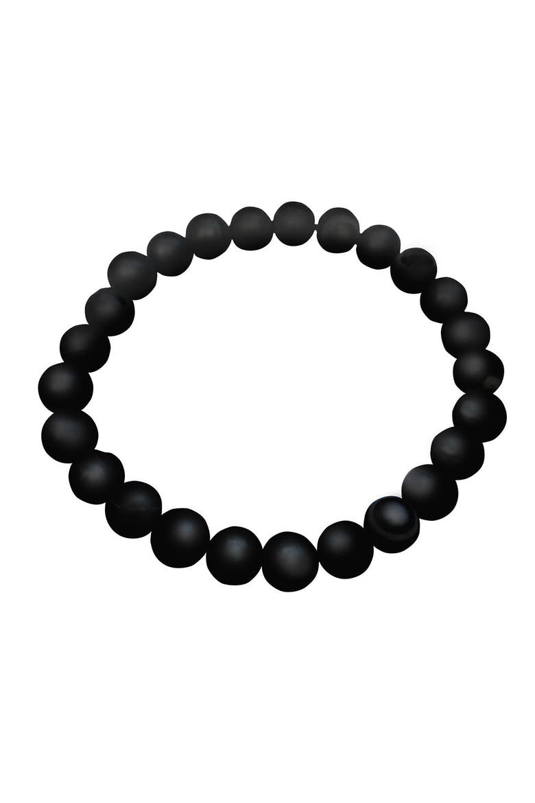 8mm Matte Black Onyx Beaded Stretch Bracelet, Main, color, BLACK