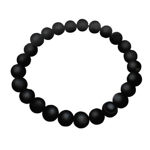 8mm Matte Black Onyx Beaded Stretch Bracelet