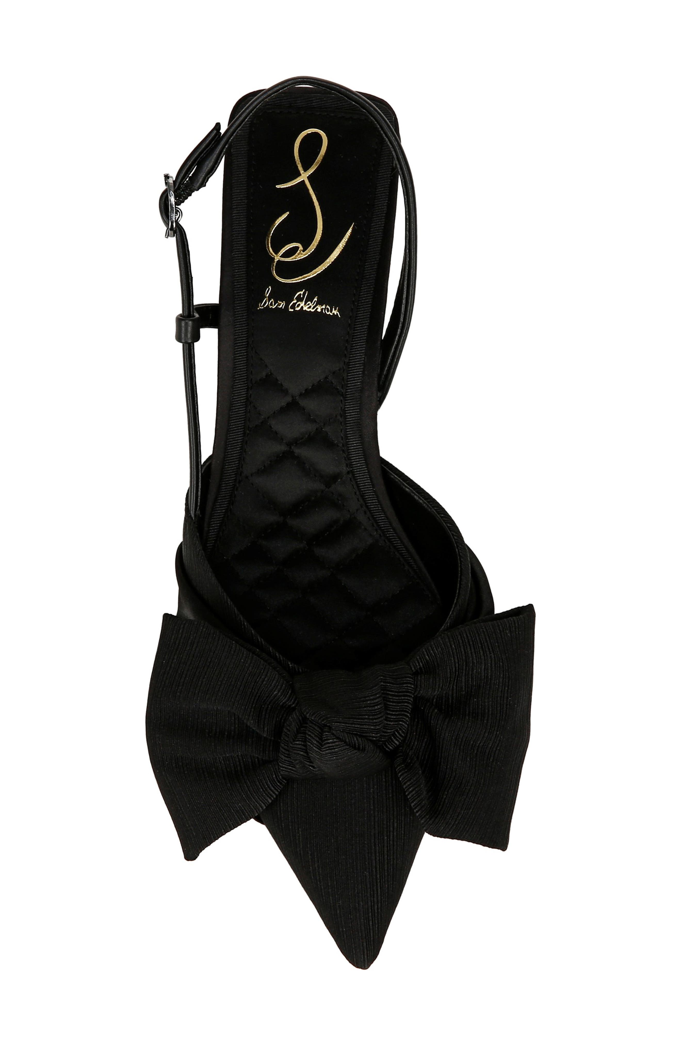 Sam Edelman Treena Bow Plissé Pointed Toe Kitten Heel Sandal, Alternate, color, 