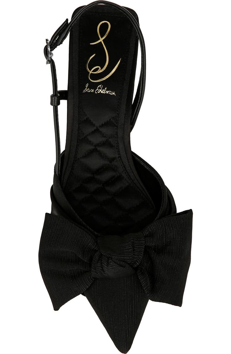 Sam Edelman Treena Bow Plissé Pointed Toe Kitten Heel Sandal, Alternate, color,