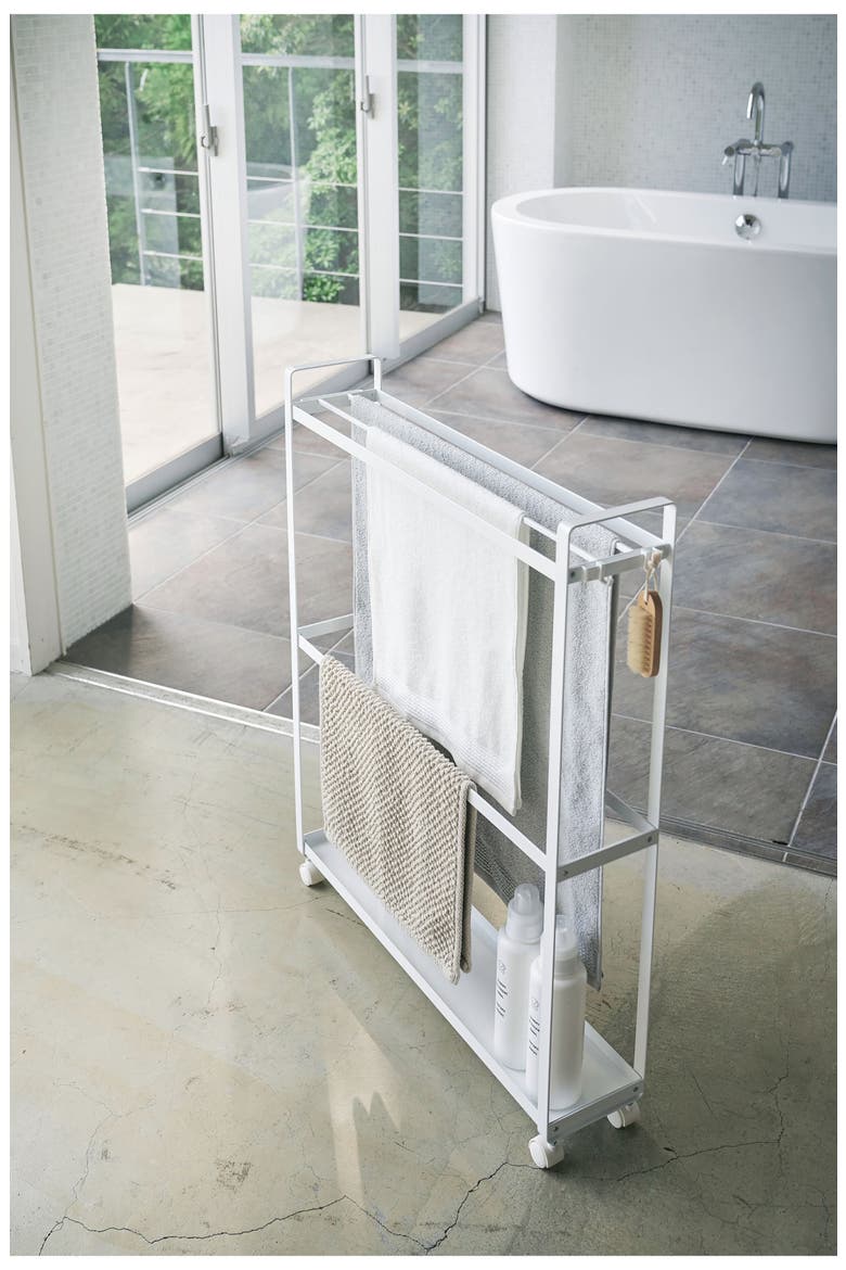 Rolling Towel Rack, Alternate, color, WHITE