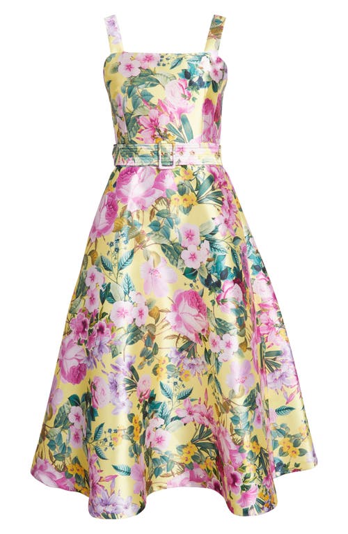 Julia Jordan Printed Monroe Twill Midi Dress In Yellow Multi