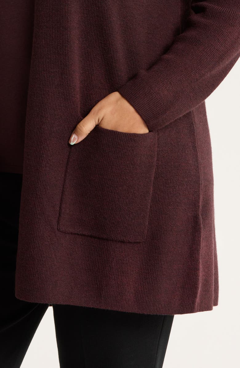 Eileen Fisher Open Front Wool Cardigan, Alternate, color, Cassis