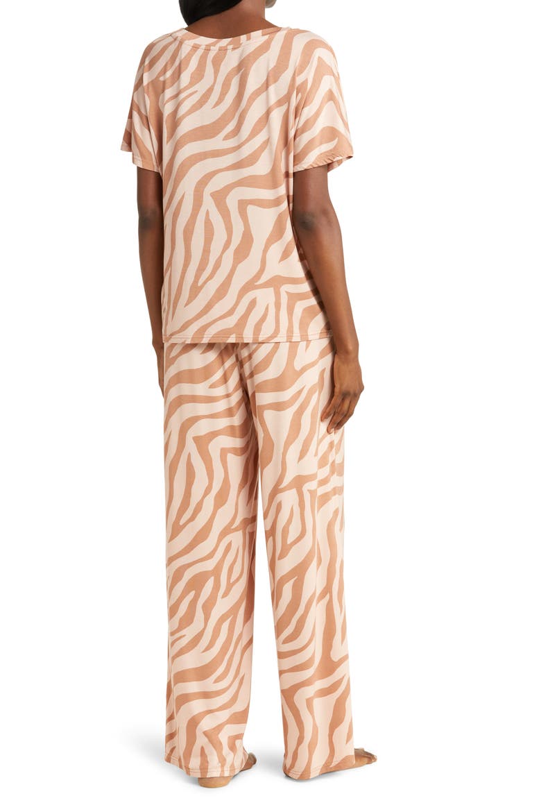 Moonlight Easy Pajamas, Alternate, color, TAN MOCHA SLEEPY ZEBRA