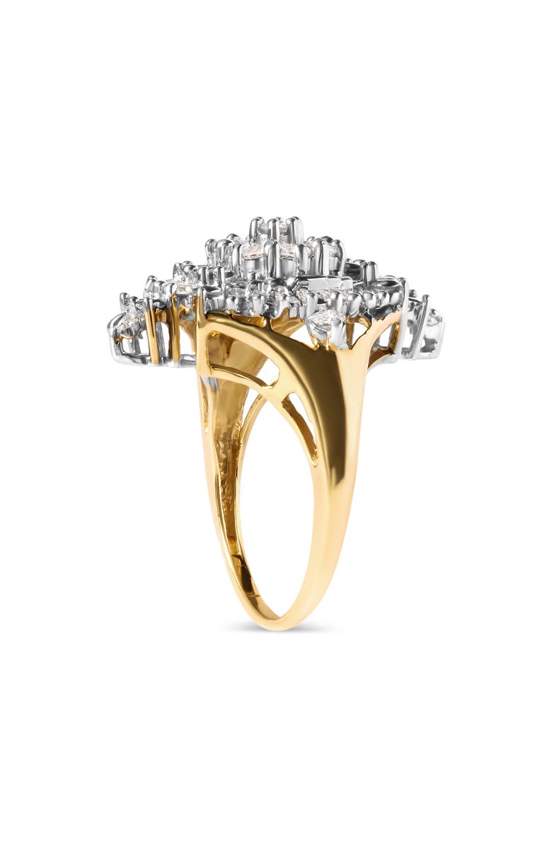 Haus of Brilliance 10K Yellow Gold 1 Cttw Diamond Cluster and Rhombus Halo Ring, Alternate, color, Yellow