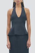 MAUDE CLUB Brynn Peplum Halter Top