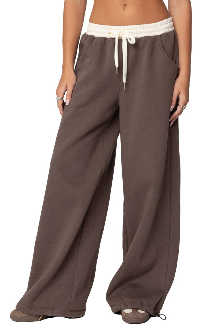 Mikki Wide Leg Sweatpants, Main, color, BROWN