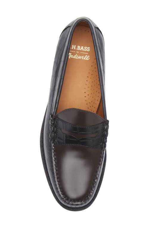 G.h.bass Larson Embossed Penny Loafer In Black