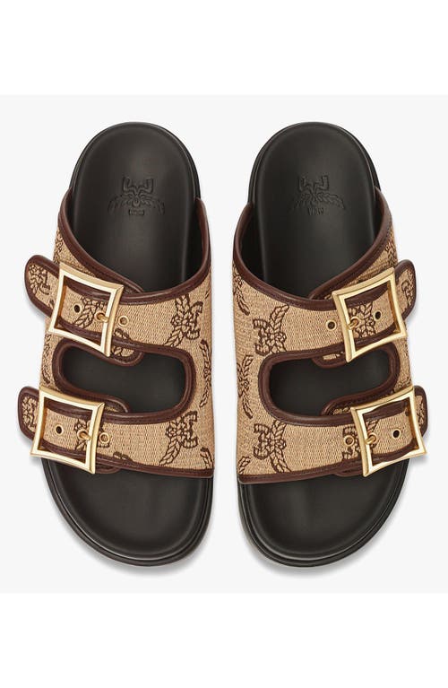 Mcm Sandals In Lauretos Raffia Jacquard In Brown