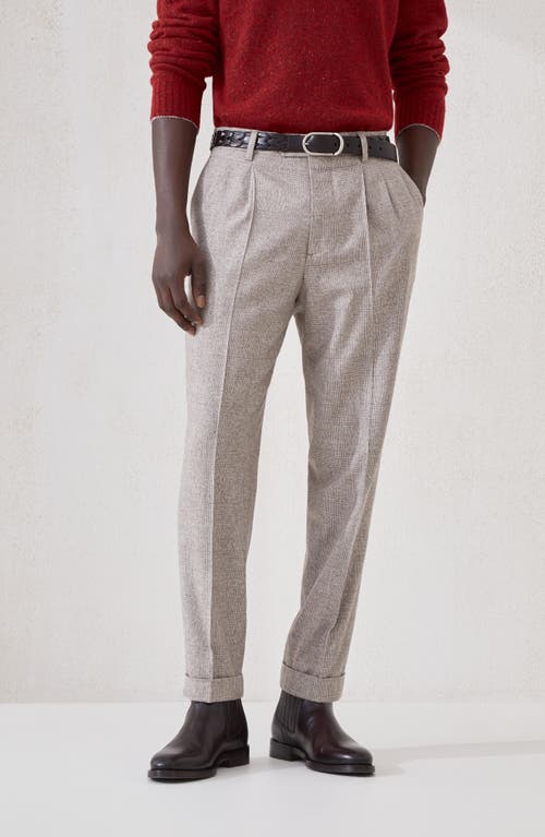 Brunello Cucinelli Straight Trousers With Belt Loops And Cuffed Hem In Brown