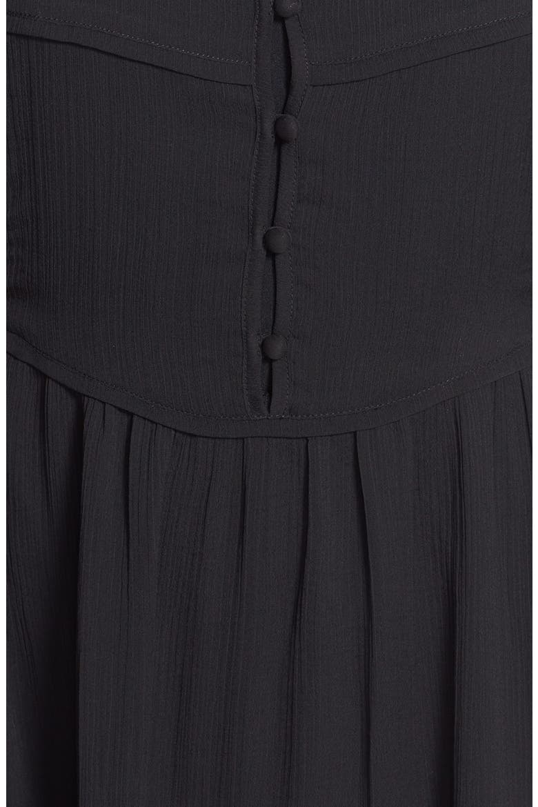 Chiffon Bib Dress, Alternate, color, BLACK