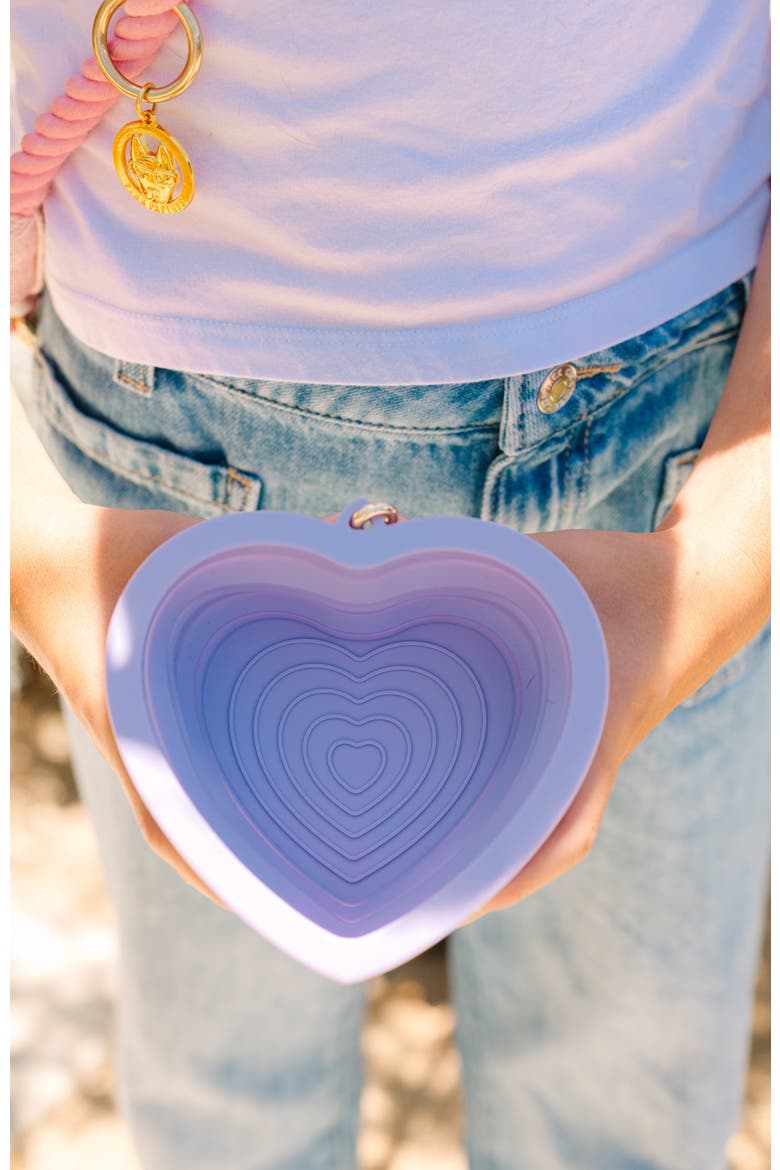 Heart Collapsible Bowl, Alternate, color, Lavender
