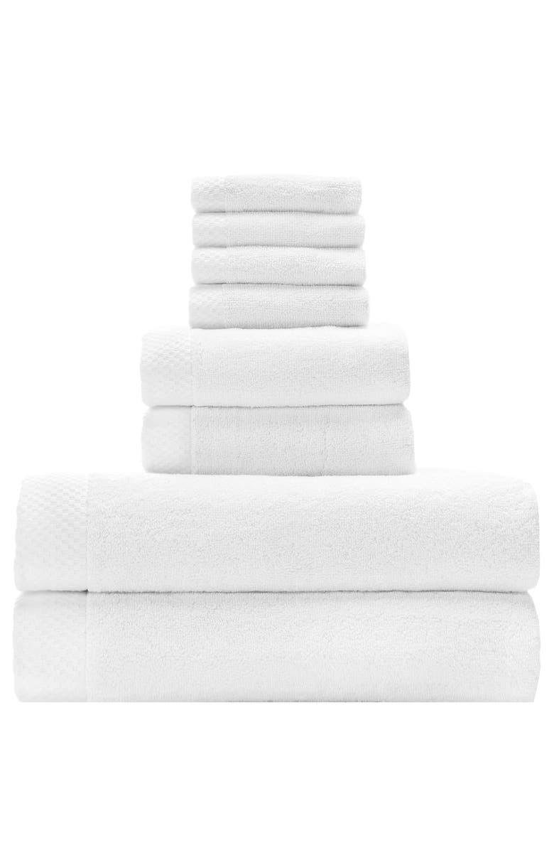 BedVoyage Luxury Viscose Odor & Mildew Resistant Towel Collection, 8pc Set, Main, color, White