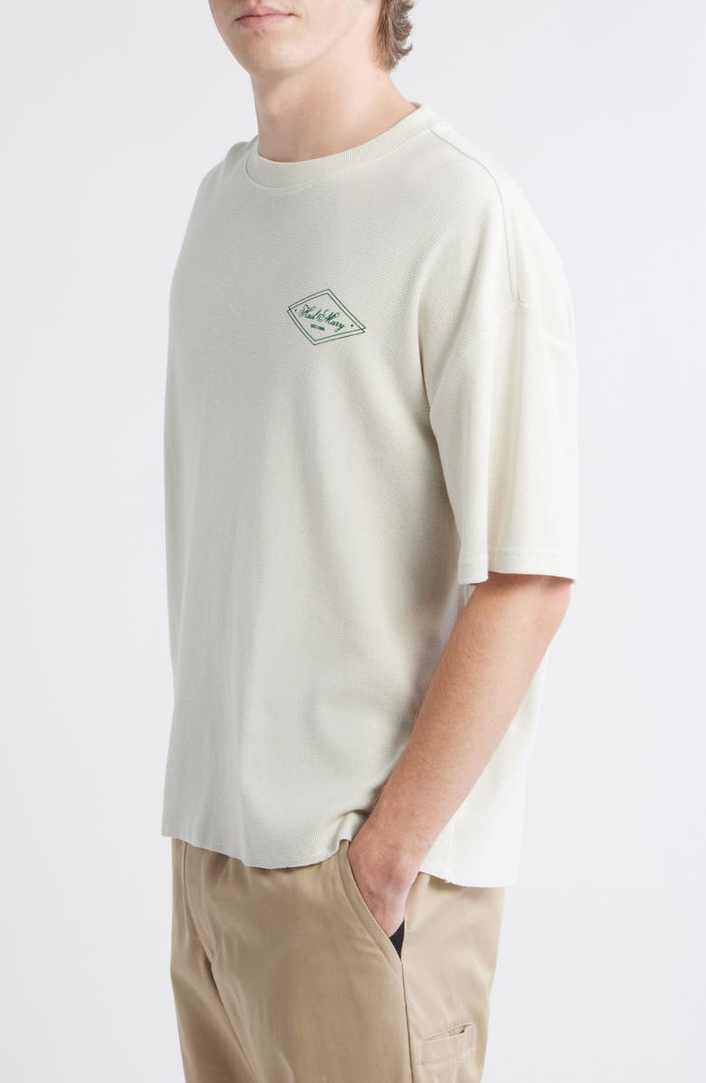 PacSun Hail Mary Graphic Print Waffle T-Shirt, Alternate, color, White