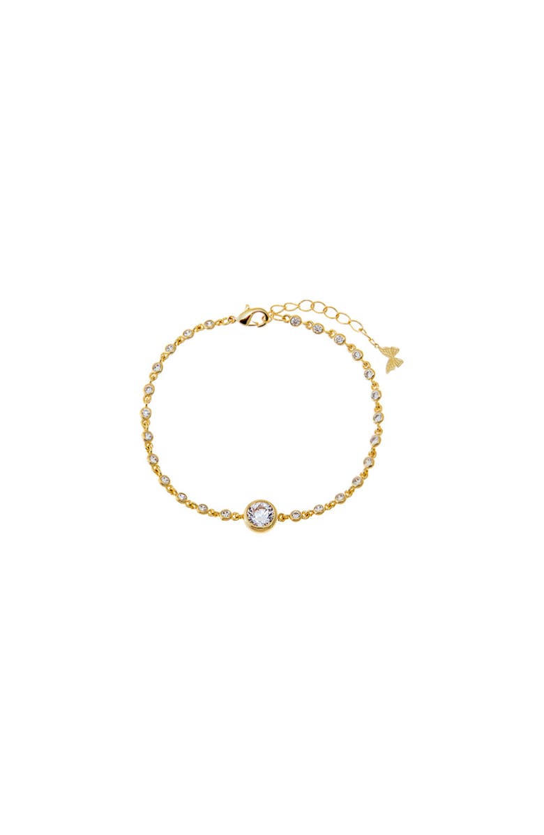 BY ADINA EDEN CZ Soltaire Bezel Link Charm Bracelet, Main, color, Gold