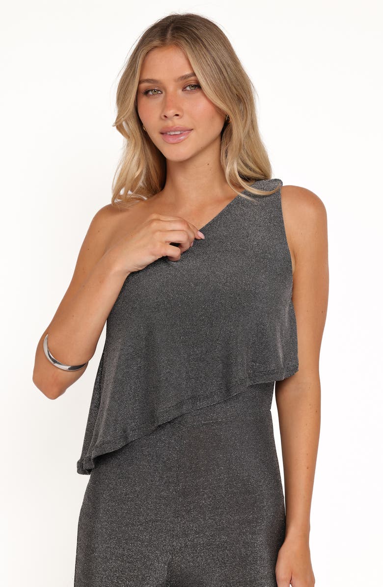 Petal & Pup Anna Metallic One-Shoulder Flare Jumpsuit, Alternate, color,