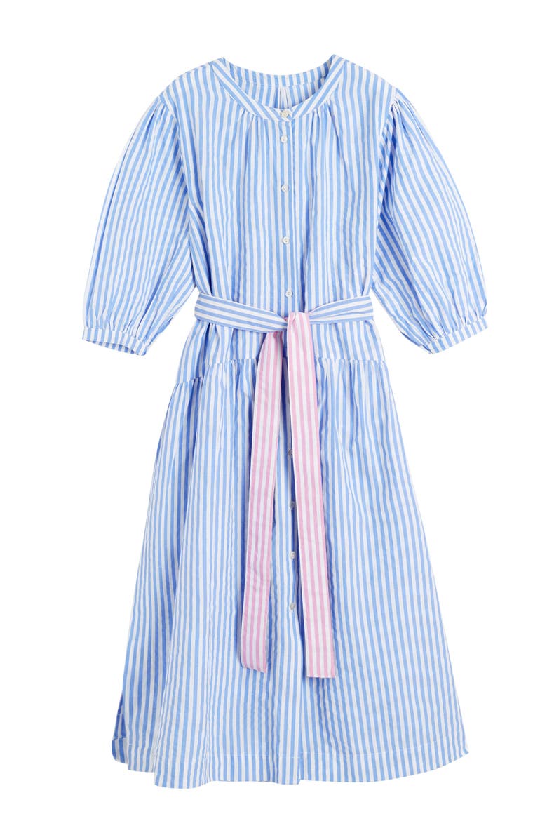 Oxford Stripe Cotton Shirt Dress, Alternate, color, Blue Stripe