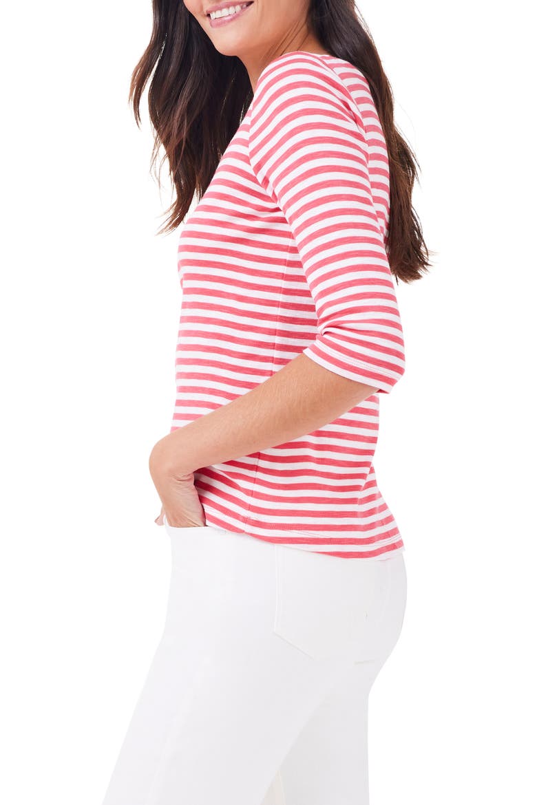 Stripe Boat Neck Cotton T-Shirt, Alternate, color, PINK MULTI