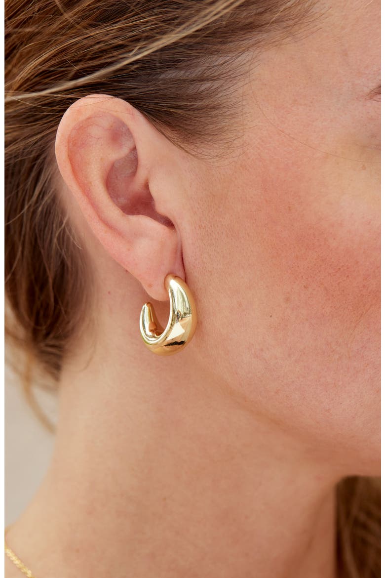 Electroform Puffy Hoop Earrings, Alternate, color, GOLD