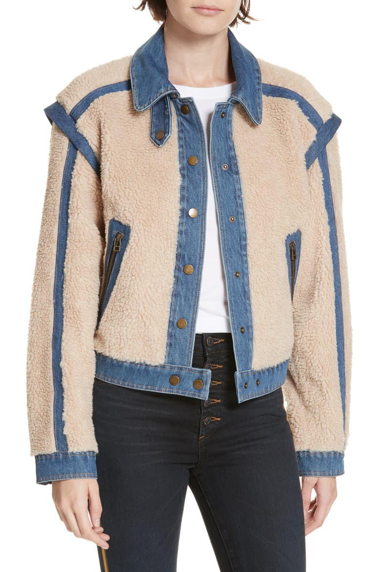 Potter Fleece & Denim Jacket, Main, color, OATMEAL