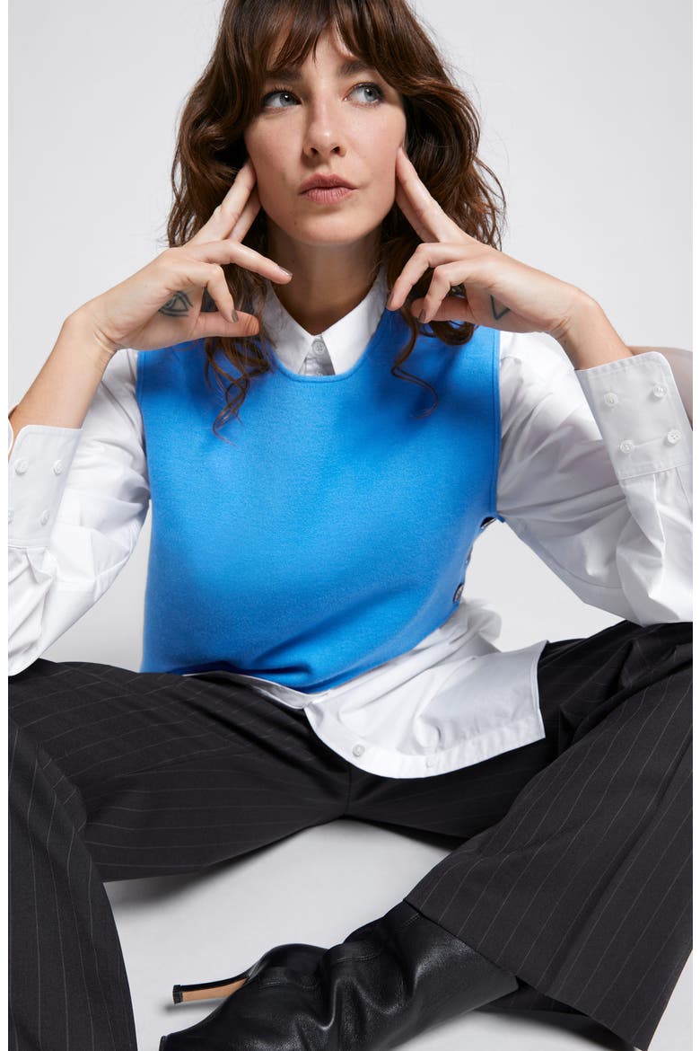 Asymmetric Side Button Sweater Vest, Alternate, color, BLUE