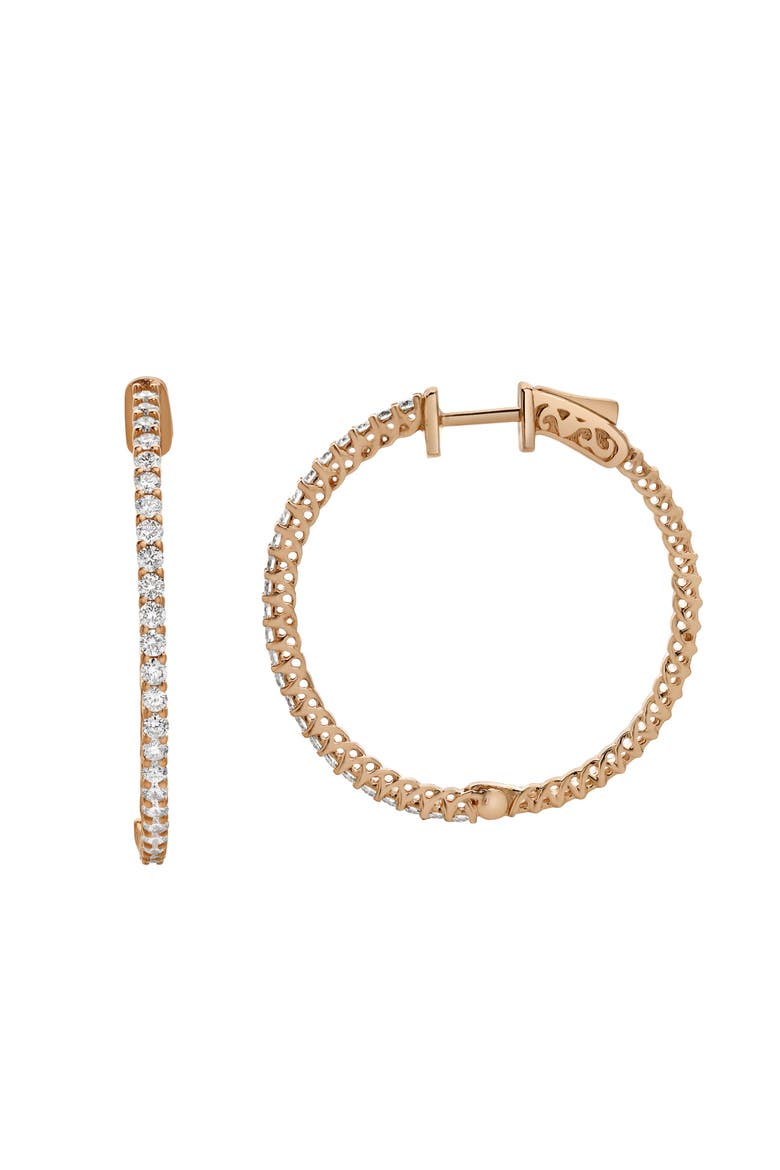 Serpine14K Gold Diamond Hoop Earrings - 2.1 Cts, Alternate, color, 14K Rose Gold