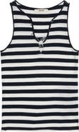 Zadig & Voltaire Stripe Keyhole Button Placket Tank