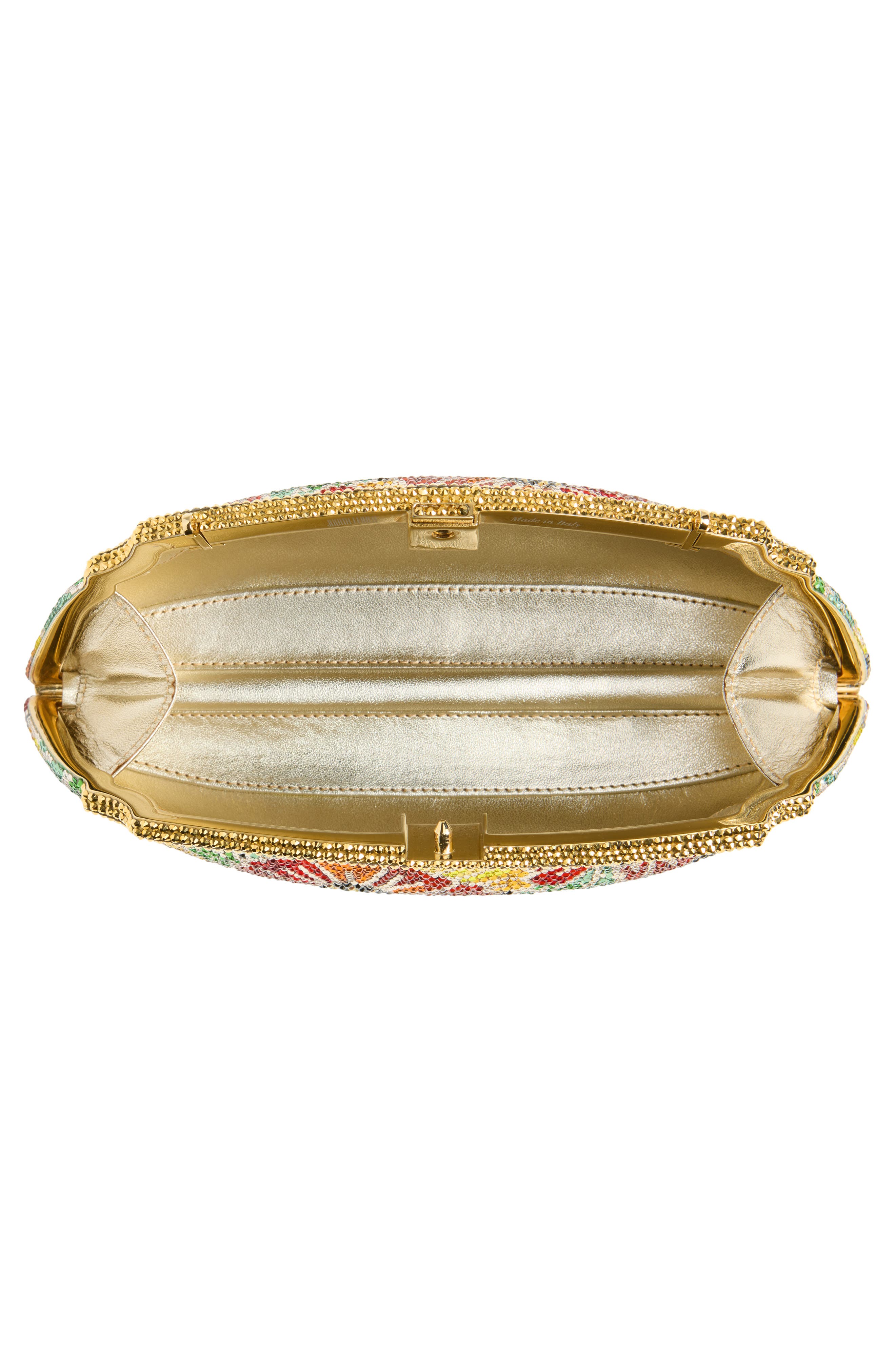 JUDITH LEIBER COUTURE Mini Venetian Meadow Crystal Embellished Clutch, Alternate, color, Champagne Prosecco Multi