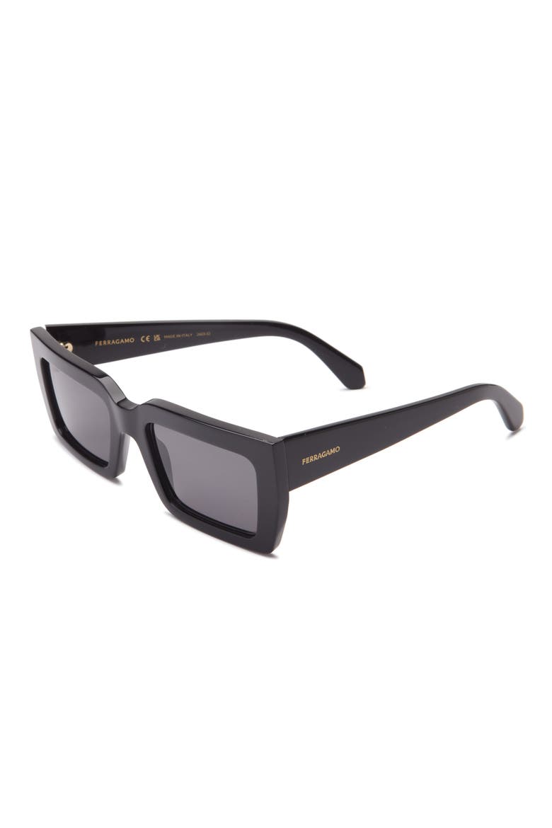 54mm Rectangular Sunglasses, Alternate, color, BLACK